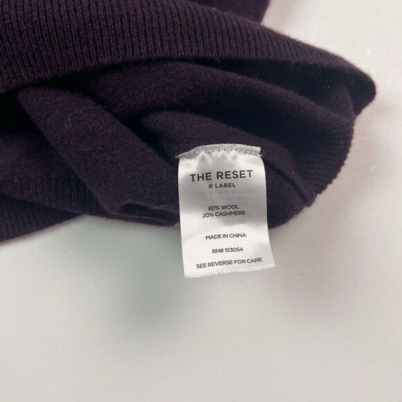 The Reset R Label Wool Cashmere Sweater M Purple Quarter Zip Quiet Luxury Preppy - Picture 9 of 10